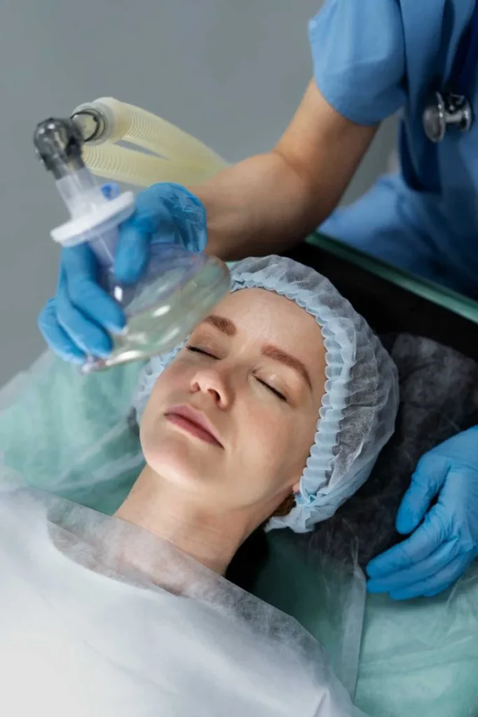 a girl taking skin treatment