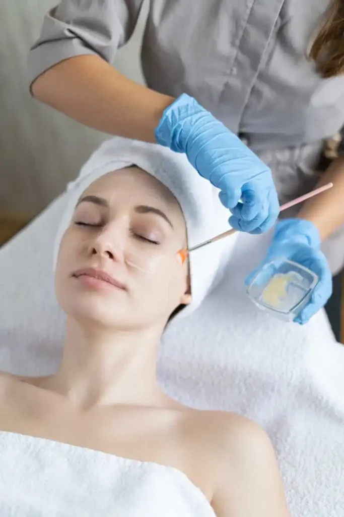 a female taking beauty treatment